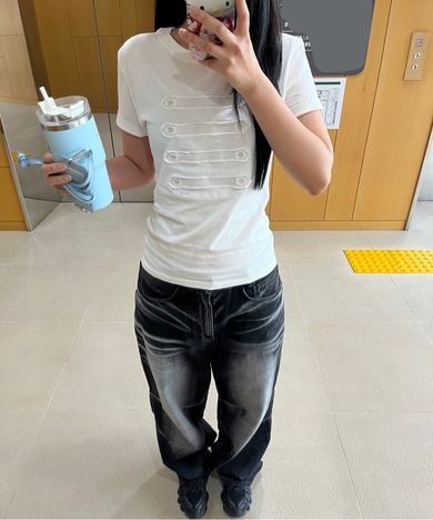 MUSINSA | BLR Embossed Wave Washing Wide Denim Pants Black
