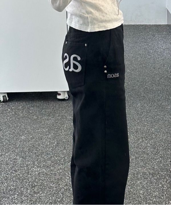 ASON デニム SMOG WIDE PANTS / BLACK MUSINSA公式 | ASON SMOG WIDE PANTS / BLACK