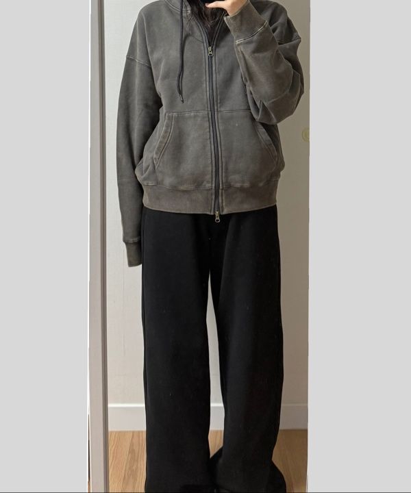 MUSINSA | SCULPTOR Bad Seed Washed Hoodie Zip-Up Charcoal