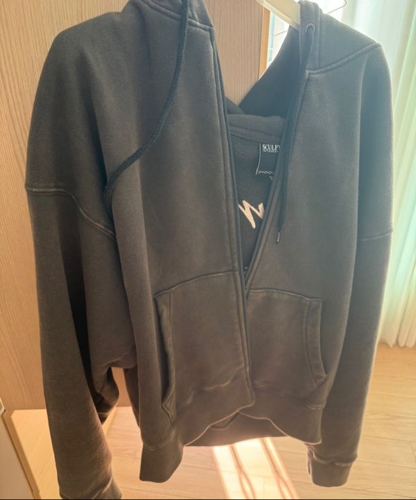 MUSINSA | SCULPTOR Bad Seed Washed Hoodie Zip-Up Charcoal