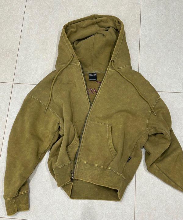 MUSINSA | SCULPTOR Bad Seed Washed Hoodie Zip-Up Khaki Brown