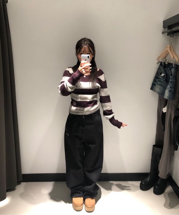 MUSINSA公式 | ASON PONY STRIPE KNIT / PURPLE