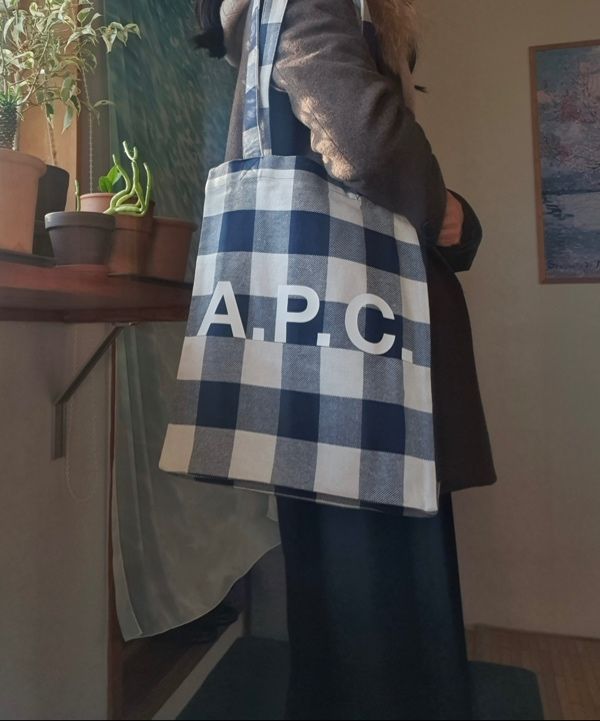 MUSINSA | A.P.C. Lou Tote Bag - Navy Check / COGZXM61442IAK