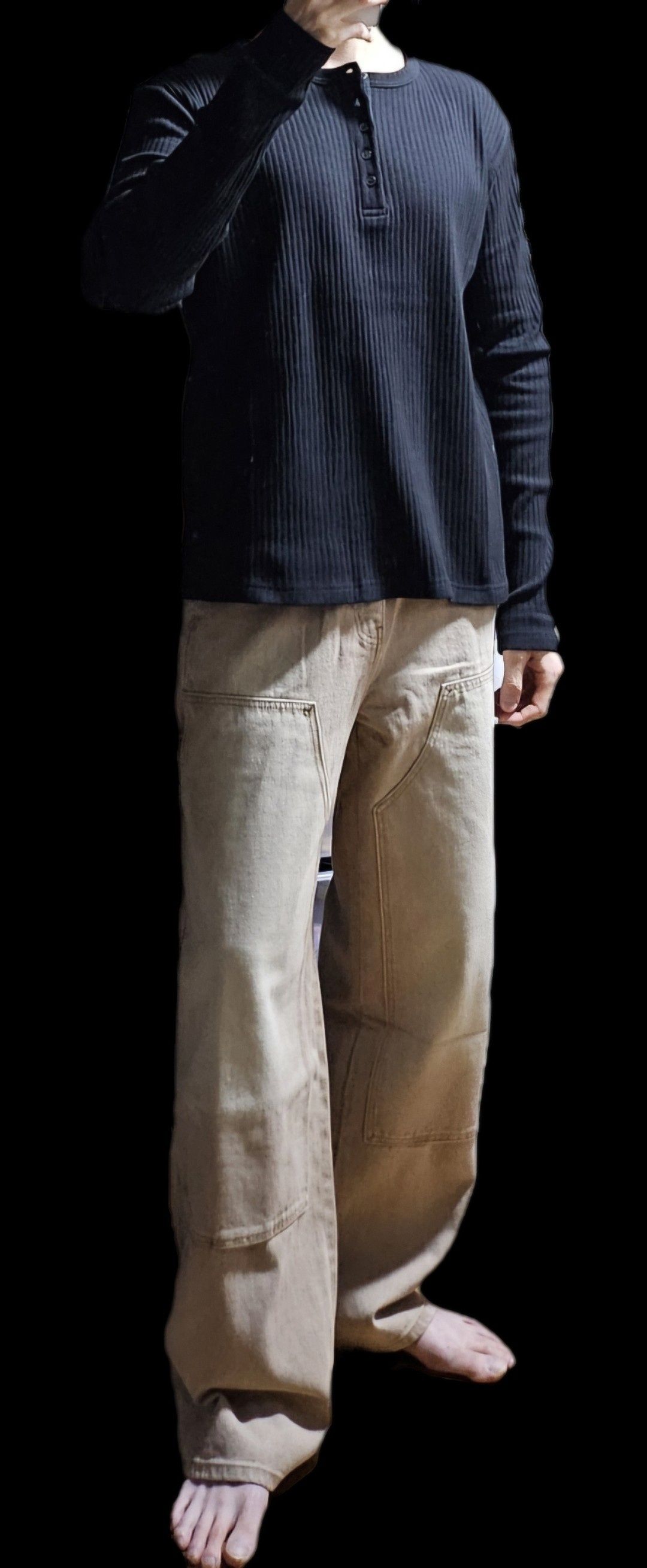 ★MUSINSA STANDARD★ Pigment Denim Wide Double Knee Carpente MUSINSA | MUSINSA STANDARD Pigment Denim Wide Double Knee