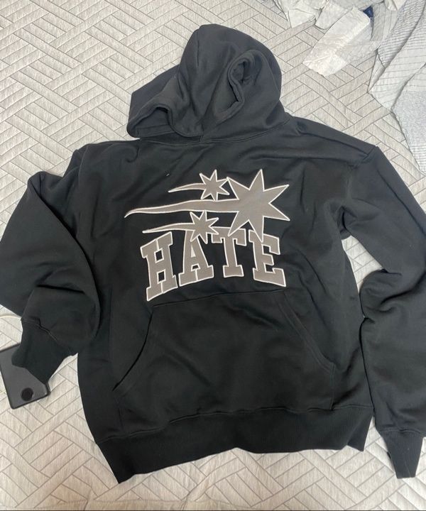 ★Nice Ghost Club★3STAR LOGO APPLIQUE SWEATSHIRTS MUSINSA | NICE GHOST CLUB 3STARS LOGO KNIT HOODIE_BLACK