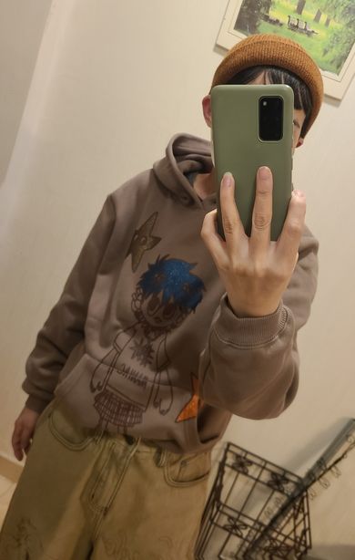 MUSINSA NICE GHOST CLUB LITTLE GHOST BOY HOODIE_BROWN(NG2EFUM422A)