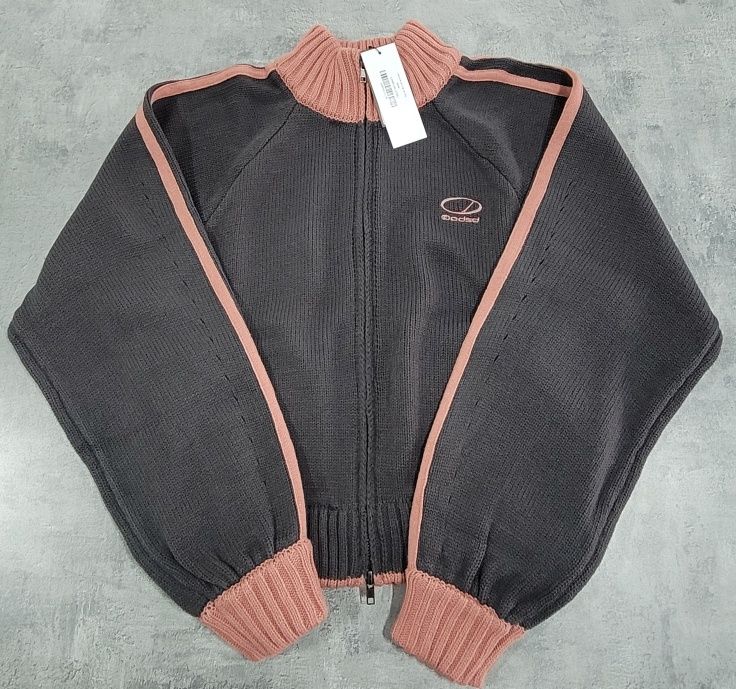 MUSINSA | ODDSTUDIO Sporty Track Semi Crop Knit Zip-Up