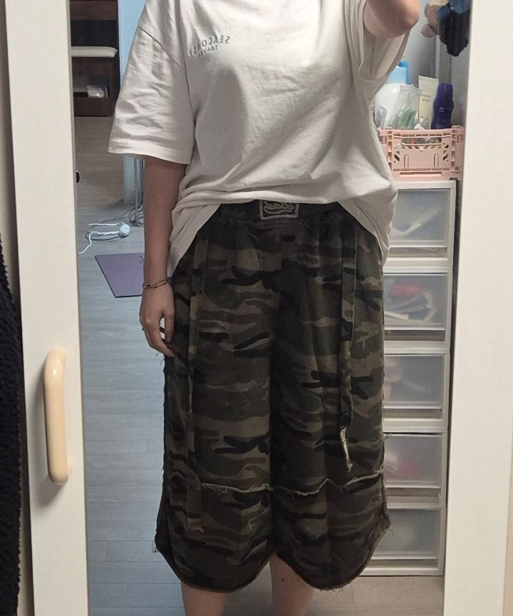 MUSINSA | BADBLOOD Low Edge Bermuda Pants - Camo
