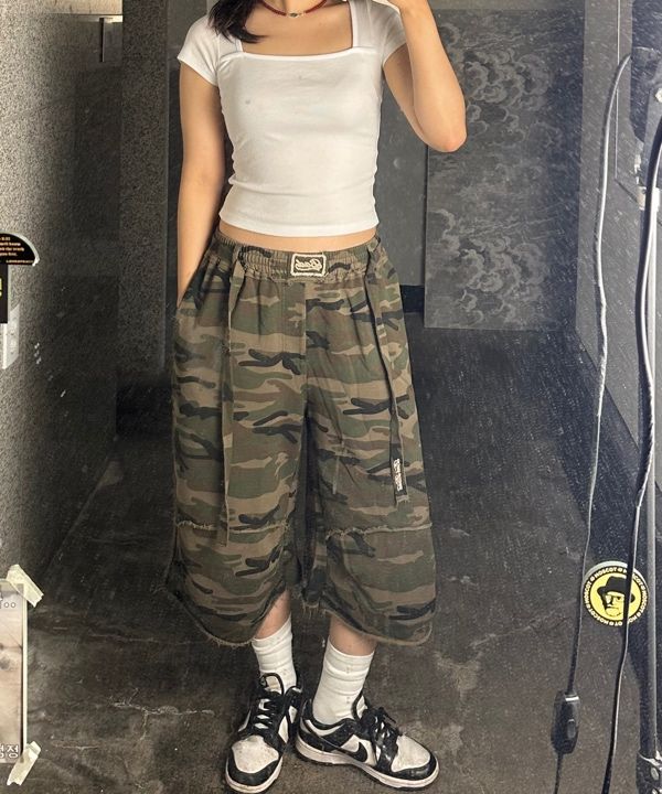 ショートパンツ [BADBLOOD] Low Edge Bermuda Pants MUSINSA | BADBLOOD Low Edge Bermuda Pants - Camo