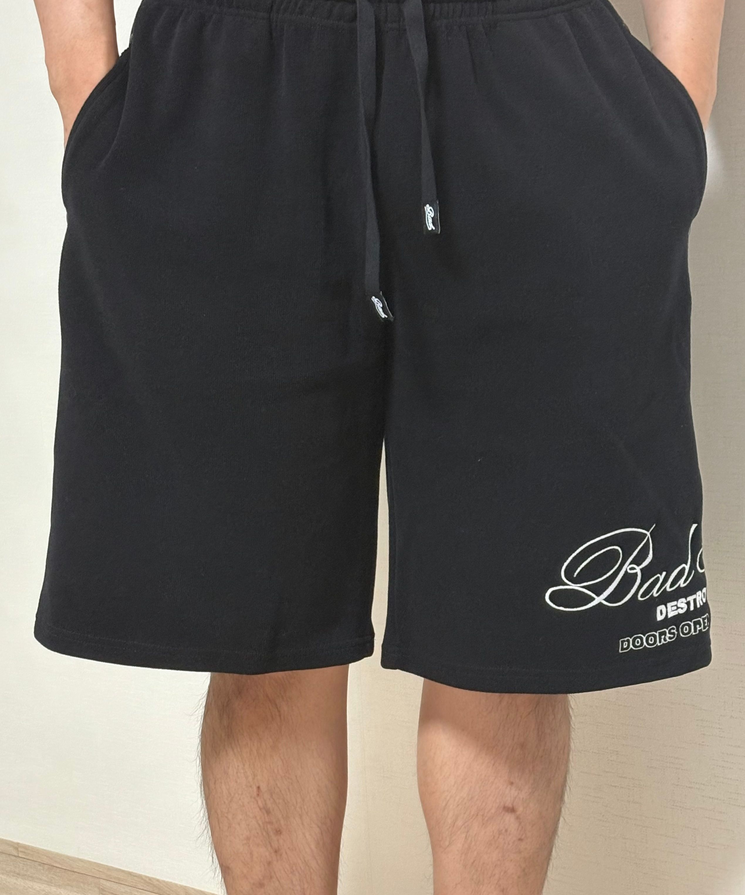 ★BADBLOOD★ Classic Logo Bermuda Pants Navy w-srt24-069 BADBLOOD Classic Logo Bermuda Pants / Navy – dttmclub