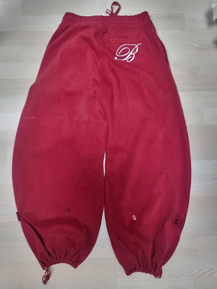【BADBLOOD】Classic Check 2 Way Jogger Trousers - Red Badblood Classic Logo 2 Way Curved Jogger Trousers - Red