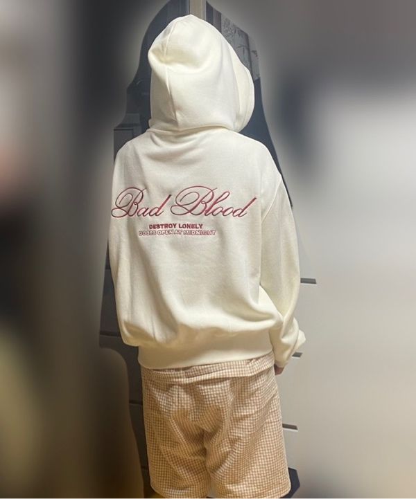 MUSINSA | BADBLOOD Classic Logo Hooded zip up - Cream White