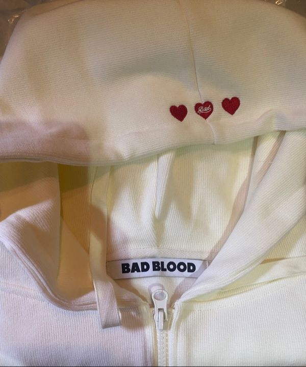 MUSINSA | BADBLOOD Classic Logo Hooded zip up - Cream White