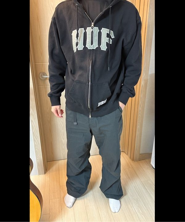 MUSINSA | HUF APPLIQUE ARCH LOGO HOODIE ZIP UP [MELANGE GRAY]