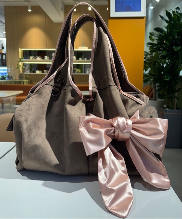 MUSINSA | SIWEOL107 [Vegan Suede] Bow Shoulder Bag (Taupe)