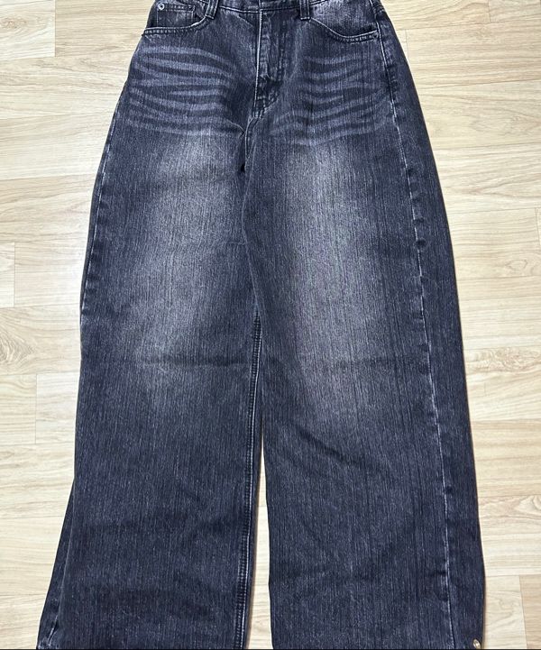 MUSINSA | AVANDRESS Snap Wide Denim Pants BLUE