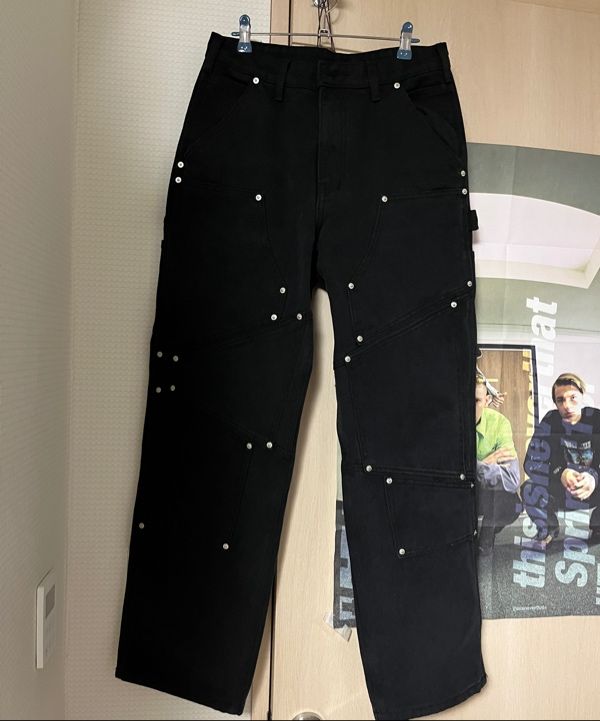 MUSINSA | OY IRREGULAR RIVET CARPENTER PANTS - SAND