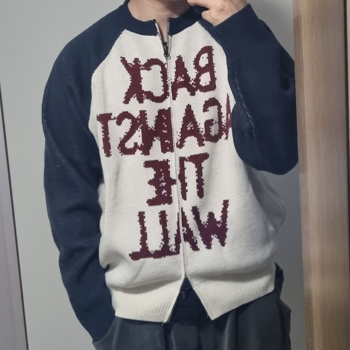 MUSINSA公式 | ISTKUNST BAW RAGLAN ZIP UP KNIT_NAVY(IK2EFMK683A)