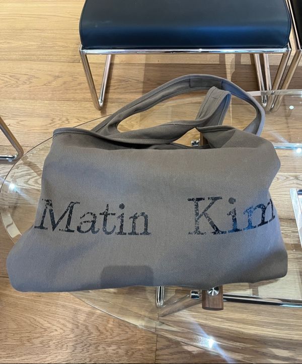MUSINSA | MATIN KIM MATIN CRACKED LOGO ECOBAG IN CHARCOAL