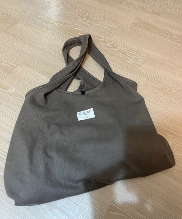 MUSINSA | MATIN KIM MATIN CRACKED LOGO ECOBAG IN CHARCOAL