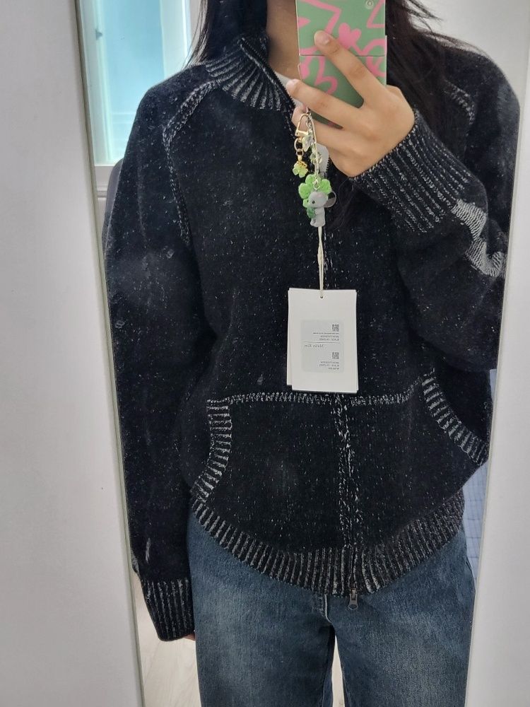 matin kim アウター Matin Kim FRONT LOGO STITCH WASHED HOODY ZIP UP 4BFT511