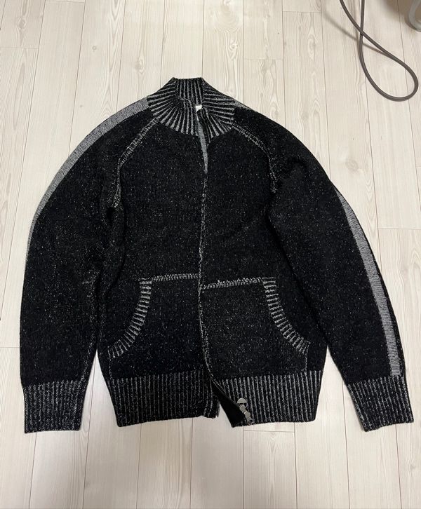 MUSINSA公式 | MATIN KIM TWO TONE MIXED KNIT ZIP UP FOR MEN