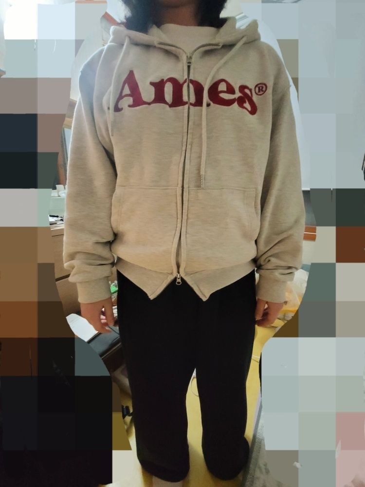 MUSINSA | AMES-WORLDWIDE BASIC LOGO HOODIE ZIP UP OATMEAL