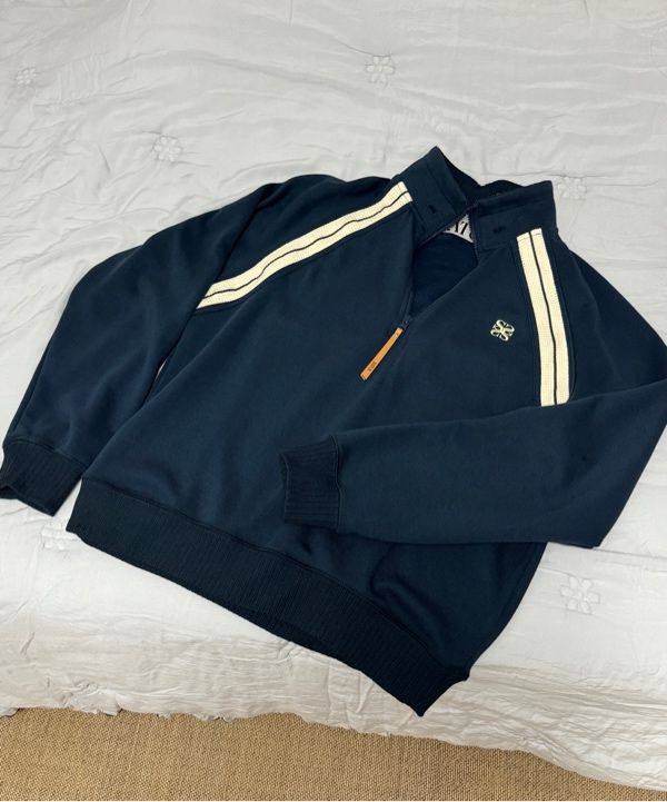 MUSINSA公式 | SATUR Lawton Half Zip Up Sweatshirt Navy