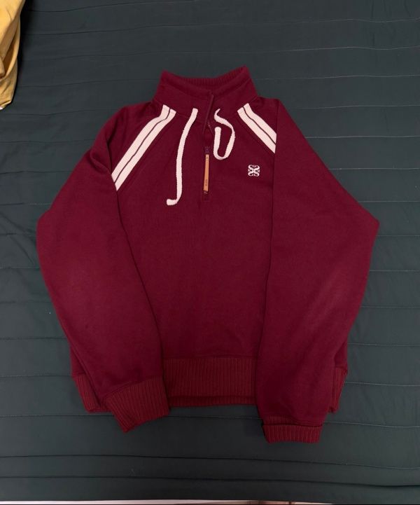MUSINSA | SATUR Lawton Half Zip-Up Sweatshirt Burgundy