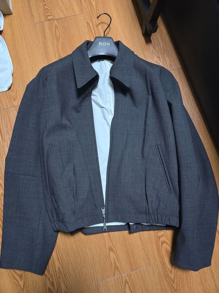 MUSINSA | COOR Wool Blend Pleated Blue Jacket Jumper