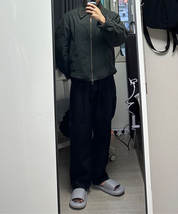 MUSINSA | COOR Waxed Cotton Washed Deck Bomber (Dark Grayish