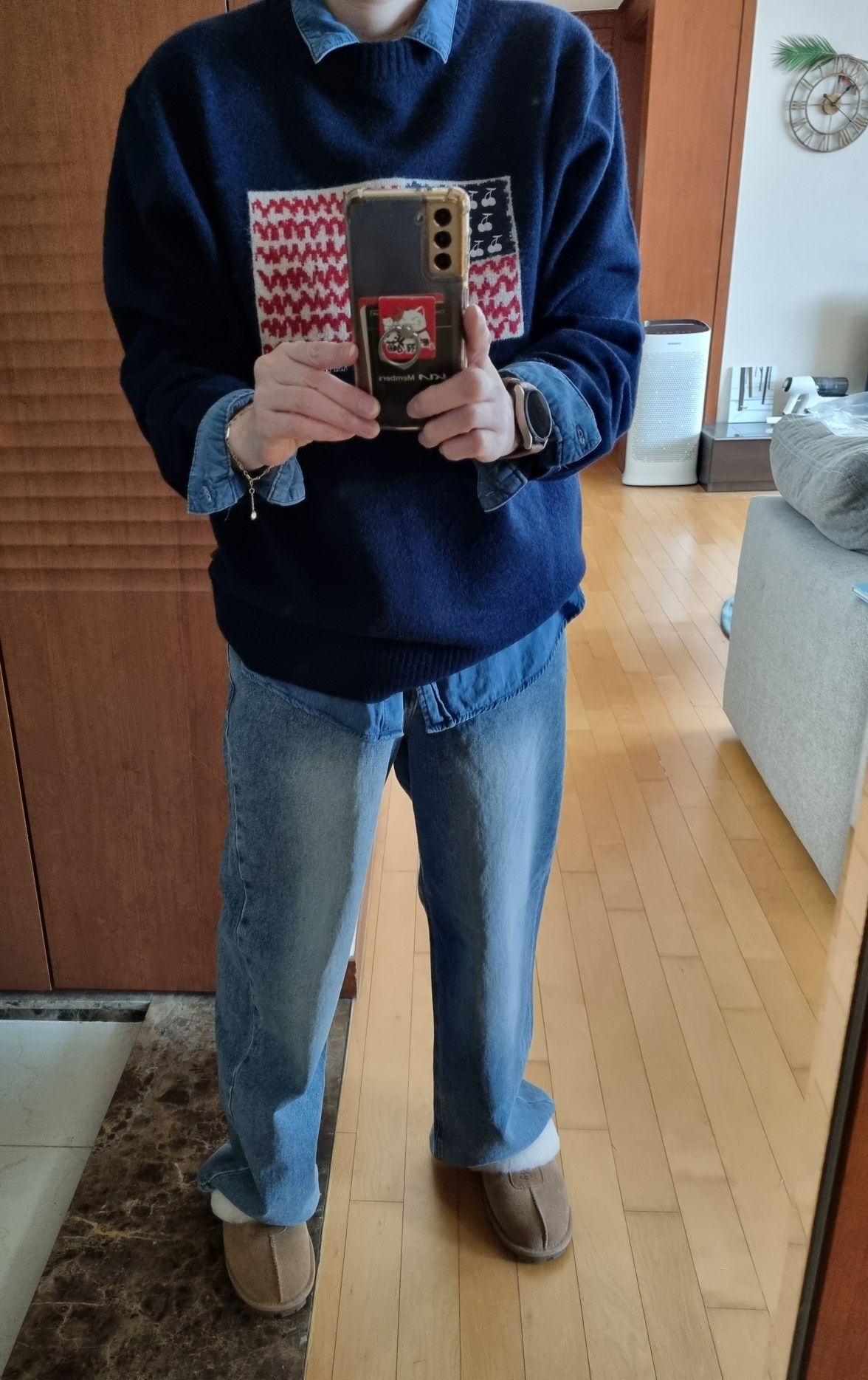 MUSINSA | KIRSH Cherry USA Graphic Knit [Navy]