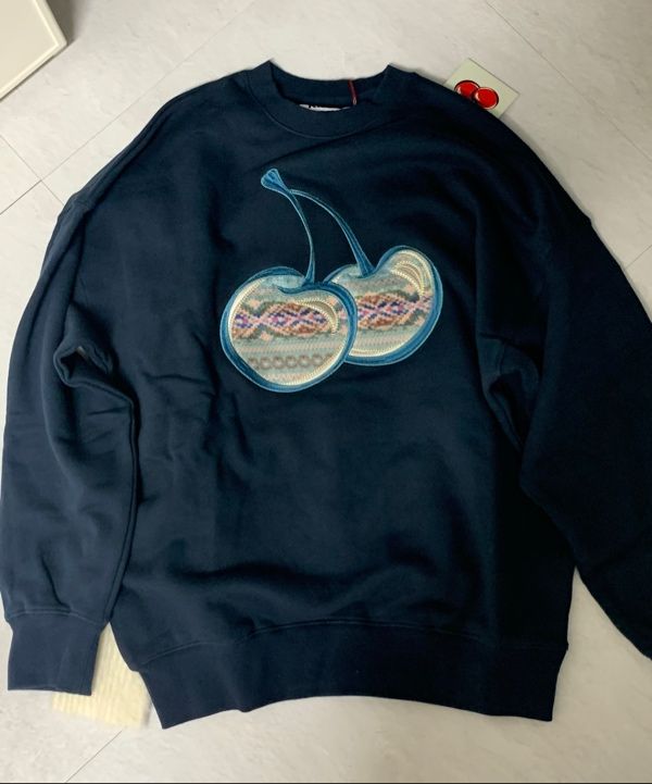 MUSINSA | KIRSH Big Cherry Applique Sweatshirt [Ivory]