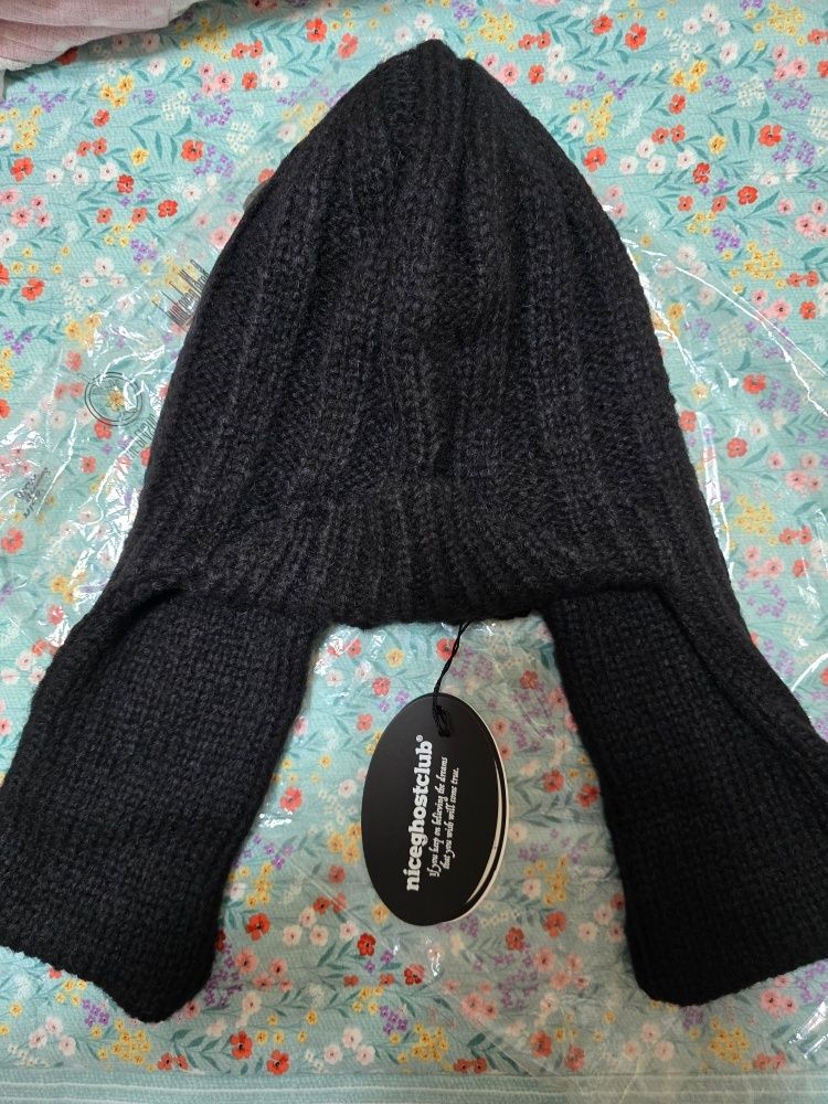 ニットキャップ・ビーニー [NICEGHOSTCLUB]BIG EARCAP BEANIE_BLACK(NG2EFUAB24A) BIG EARCAP BEANIE[BLACK] - niceghostclub