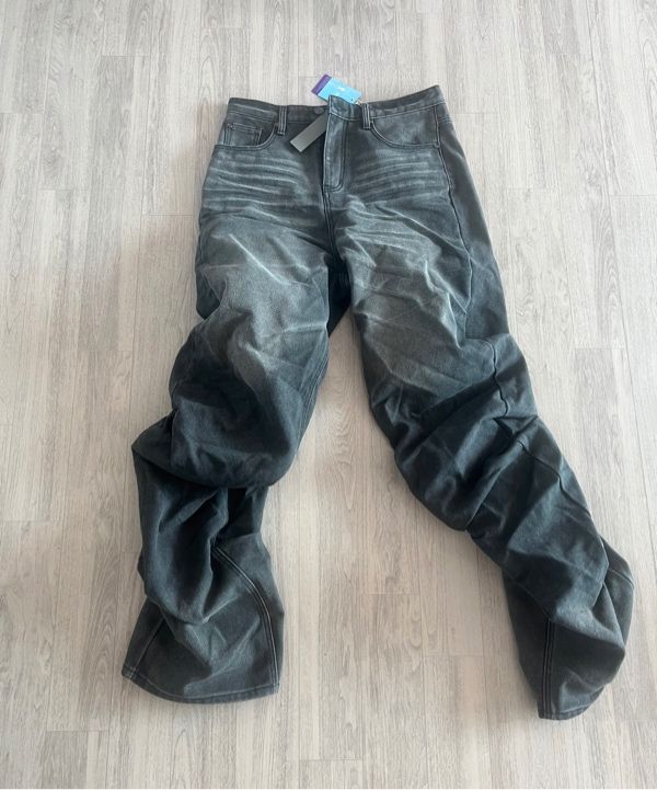 MUSINSA公式 | DNSR オーバーラップオックスフォードパンツブラック