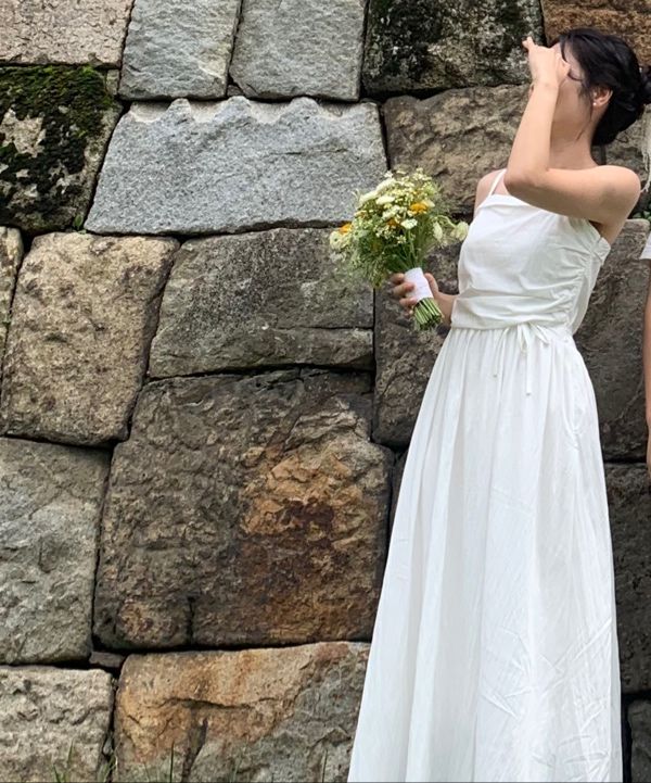 ★ADAUL★ Jelli shirring choker long dress ivory MUSINSA | ADAUL Jelli shirring choker long dress - white