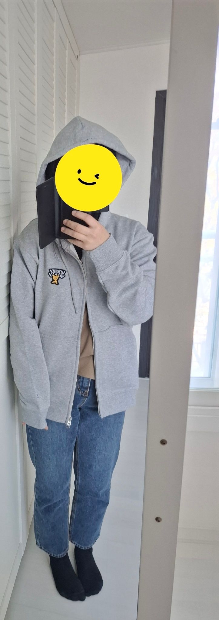 MUSINSA | WACKY WILLY Basic Logo Hoodie Gray