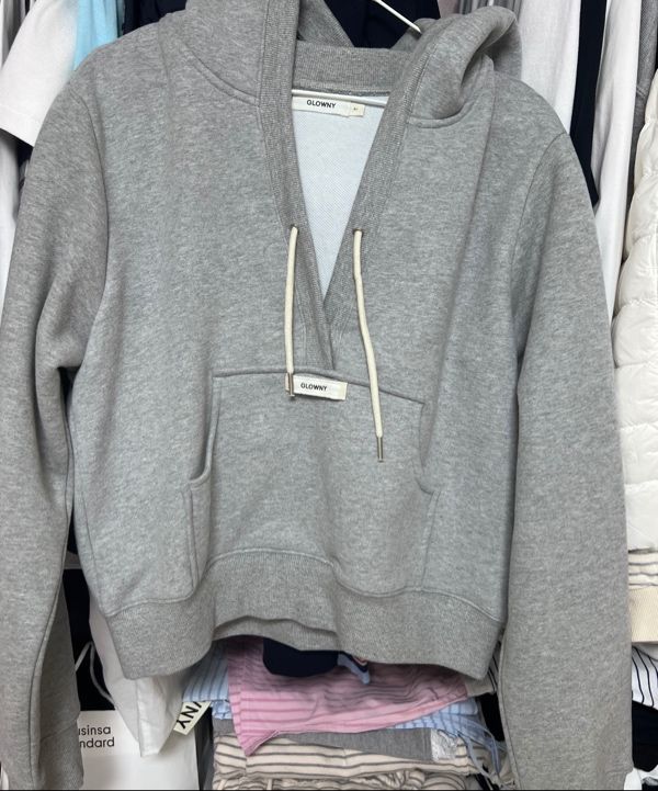 MUSINSA公式 | GLOWNY CIAO V CUT HOODIE (GRAY)