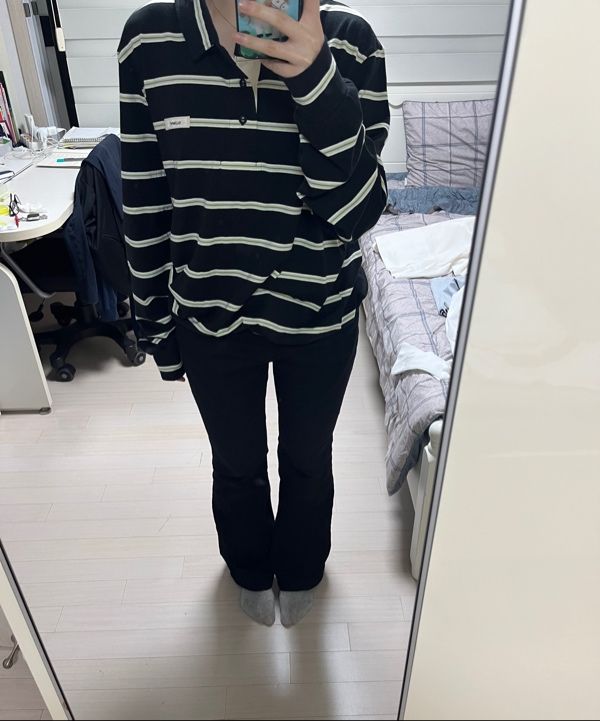 MUSINSA公式 | GLOWNY TERRY PK LONG SLEEVE (BLACK)