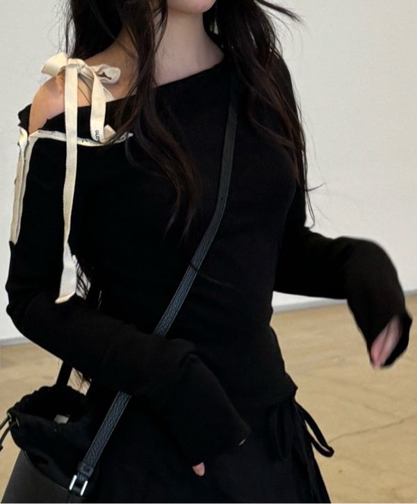 MUSINSA公式 | GLOWNY LOUISA LONG SLEEVE (BLACK)