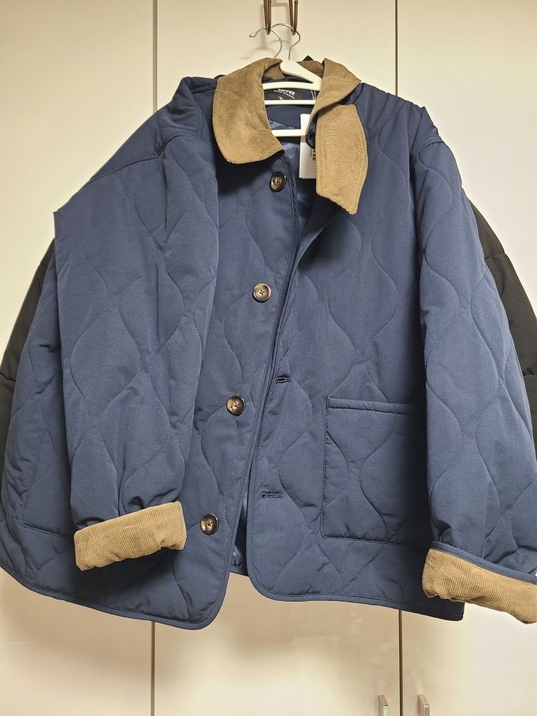 MUSINSA | TOFFEE Corduroy collar light quilted jacket (BLACK)