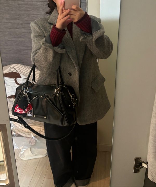 MUSINSA公式 | SUNBURNPROJECT Faux Leather M.O.S Bag, BLACK