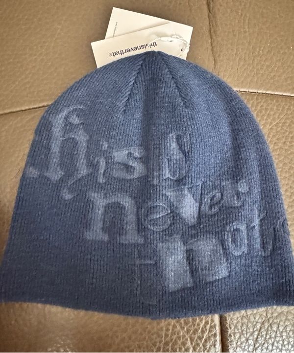 MUSINSA | thisisneverthat® Debossed No Cuff Beanie Navy