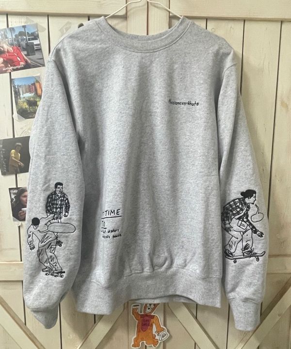 MUSINSA | thisisneverthat® Sketch Embroidery Crewneck Dark Green