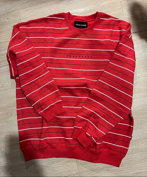 ☆YESEYESEE☆ YES Thin Stripe Sweatshirt Red MUSINSA | YESEYESEE Y.E.S Thin Stripe Sweatshirt Red