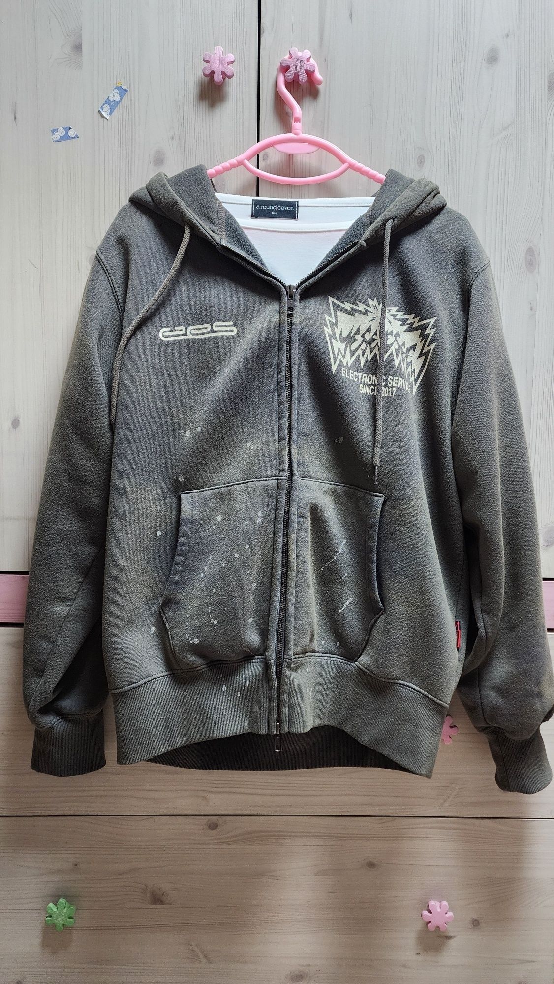 MUSINSA | YESEYESEE YES Painted Zip-up Hoodie Smoky Blue