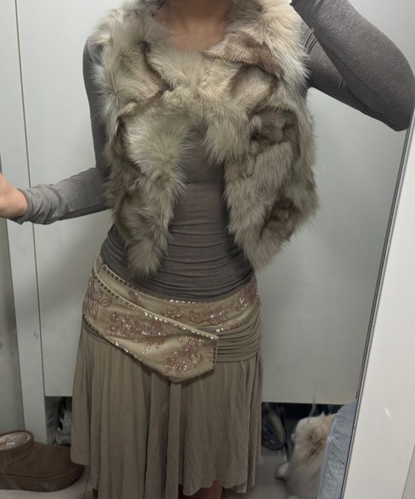 MUSINSA | SCULPTOR Beaded Jersey Skirt Beige