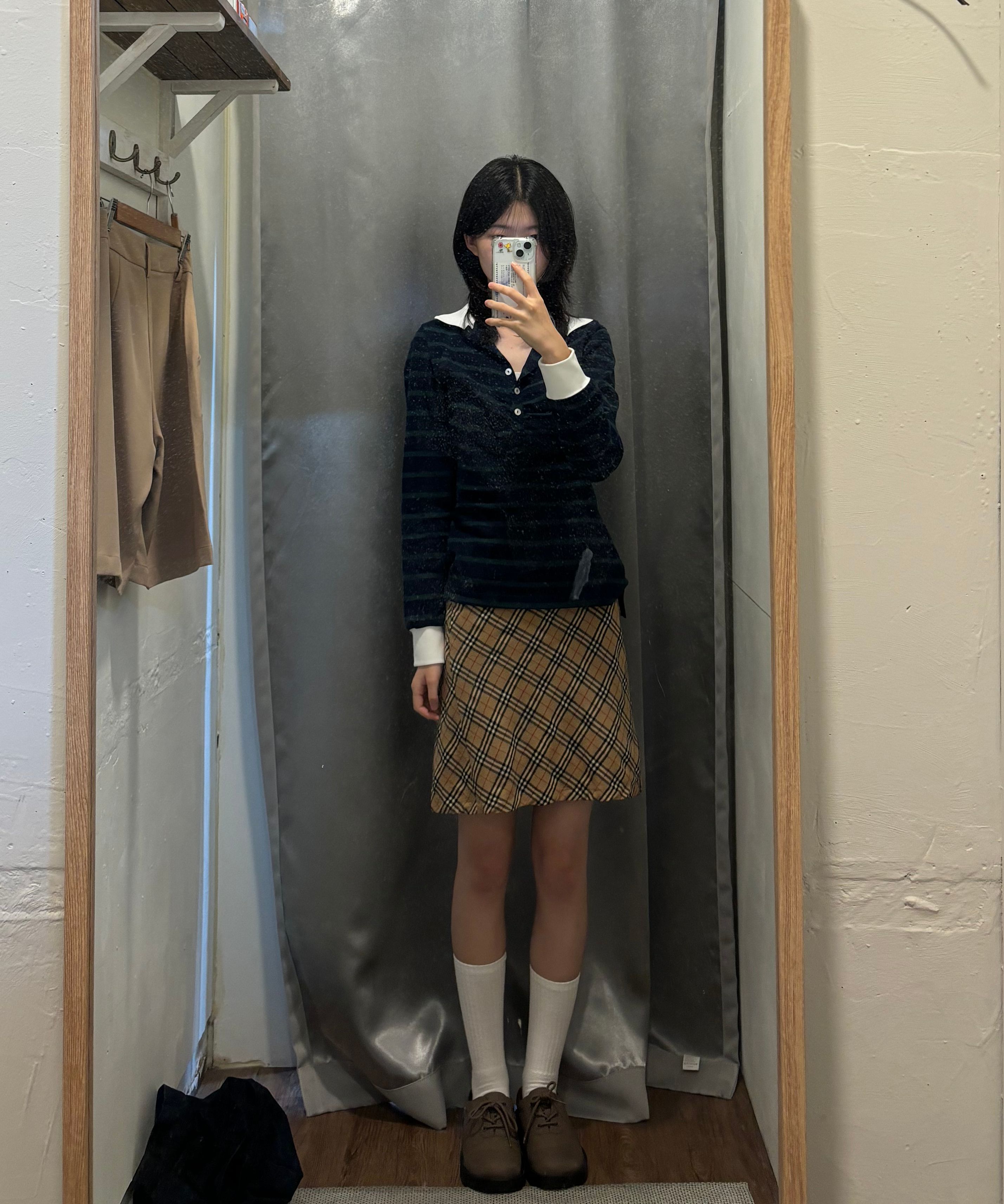 MUSINSA | SCULPTOR Shirring Tennis Shirt Navy/Green Stripe