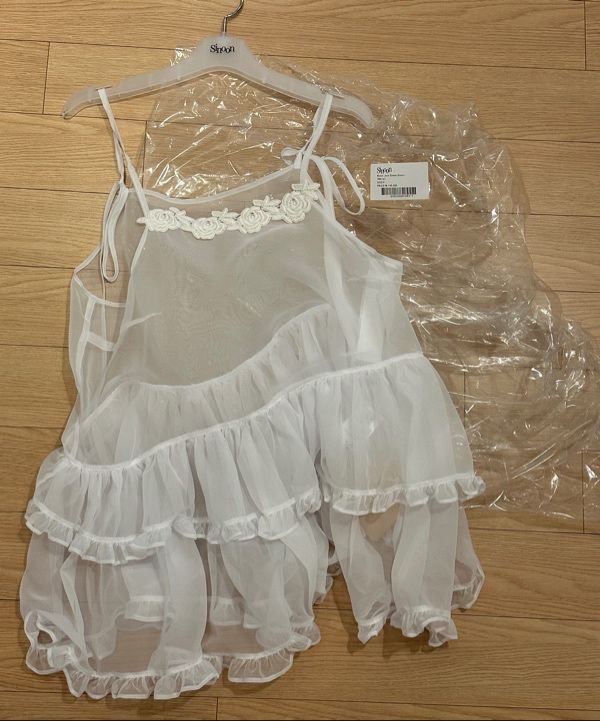 MUSINSA | SINOON Rose Lace Sheer Dress (White)