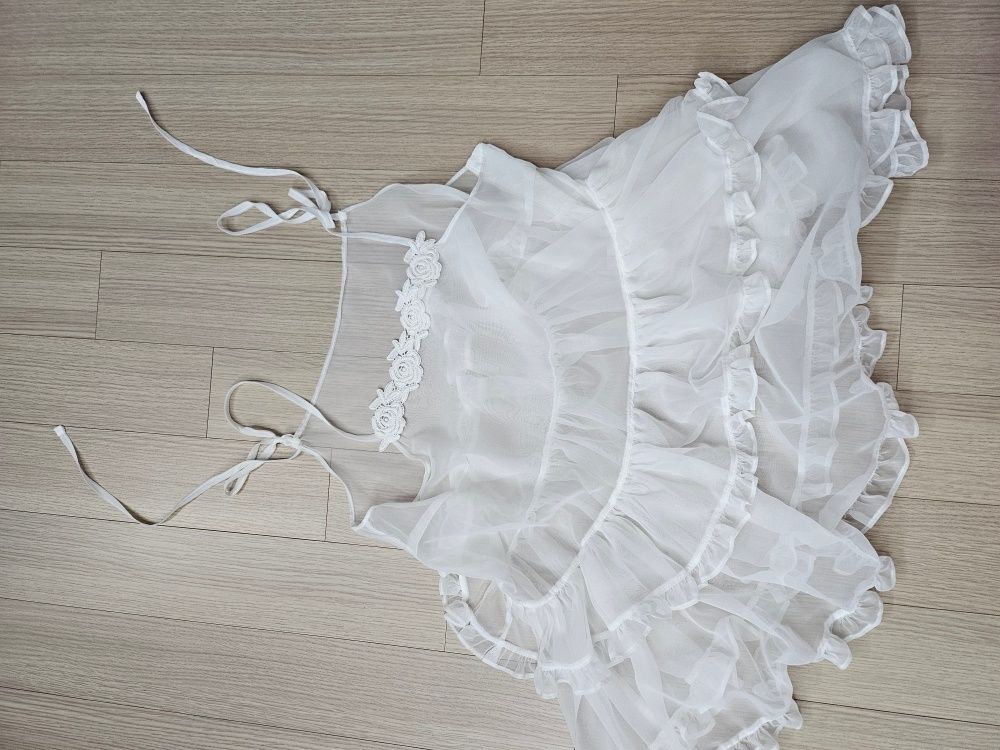 MUSINSA公式 | SINOON Rose Lace Sheer Dress (White)